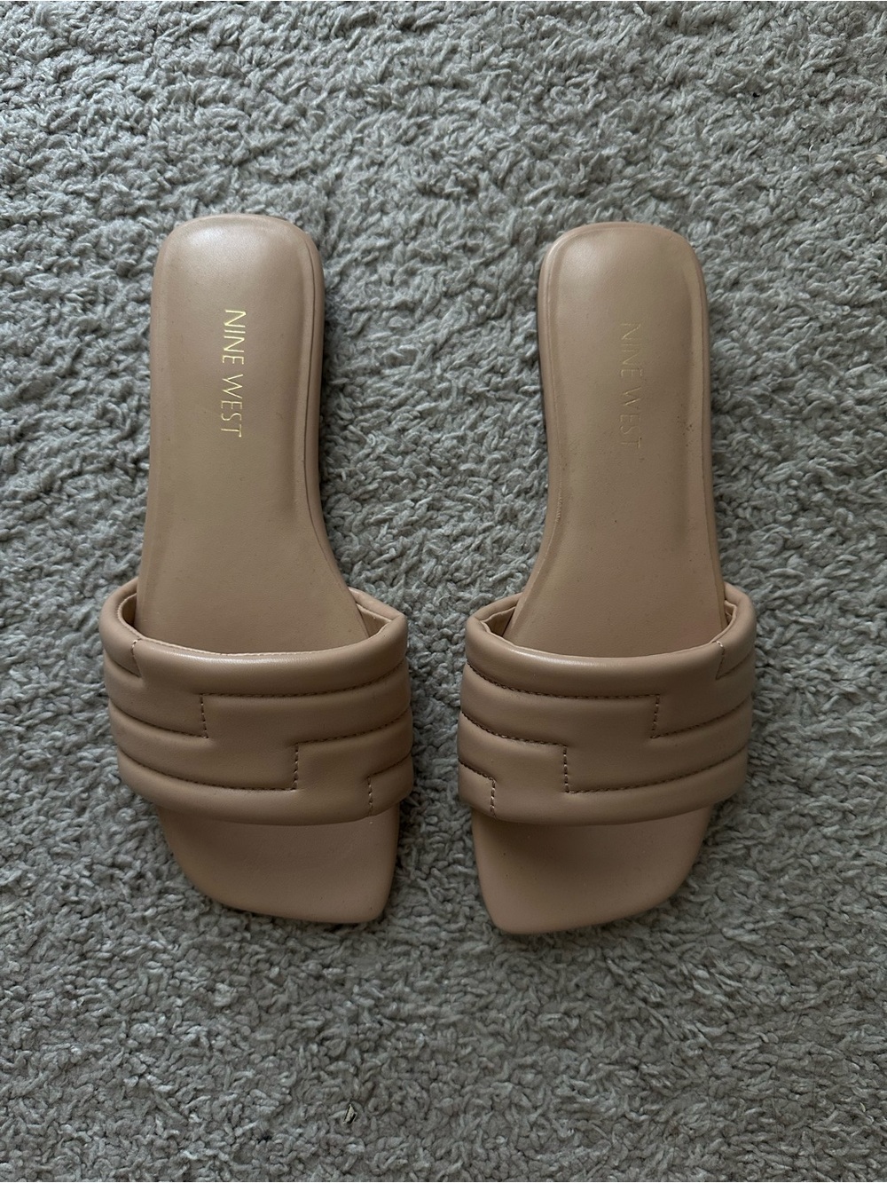 Nine West Neutral Tan Padded Slide Sandals